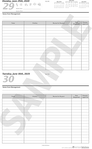 Miniatura 2 de The Manager's Red Book - Solicitar libros de registro de días librescuadernosplanificadores, 8.5"x11" semestral, 118 páginas, 15 líneas por día