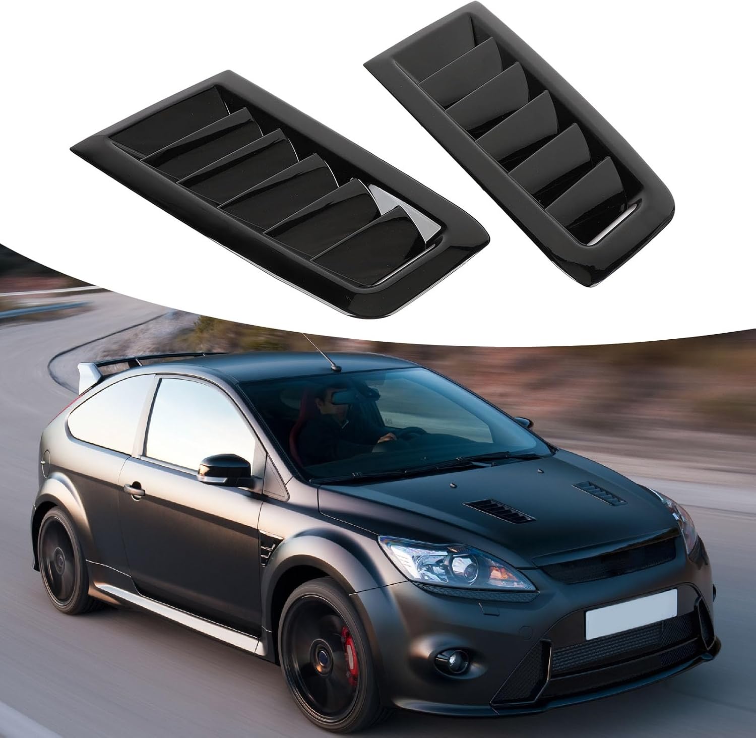 Hood Air Vent Trim Cover Protective ABS Plastic Sporty Style Hood Vent Scoop for Focus ST RS MK2 2PCS Set
