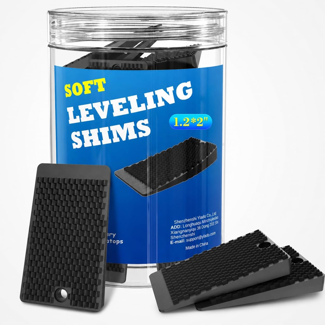 Furniture Levelers, 32 Piece Jar 2“, Rubber Shims for Leveling, Black Wedge for Table Toilet Refrigerator Piano, Non-Slip Shims for Home Improvement and Work, Cuttable and Stackable