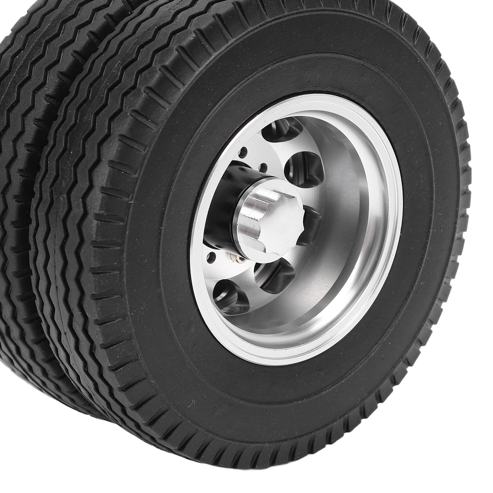 Opona na tylną oś RC do Przyczepy Ciągnikowej 1/14 do Koła Przyczepy Bez Napędu 1/10 Modyfikacja DIY, Wzór Tętnienia Guma Stop Aluminium Tylna oś Ulepszenie Opony Część Zamienna