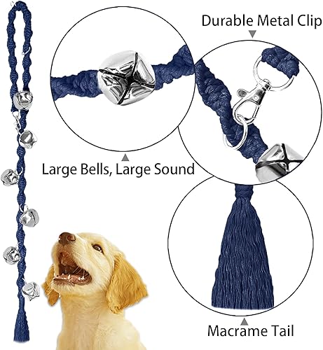 Vista 34 de Dog Bells to Go Outside & Puppy Potty Training, anillo ajustable para puerta de perro, anillo para ir al baño, hecho a mano con hilo de alta Beige