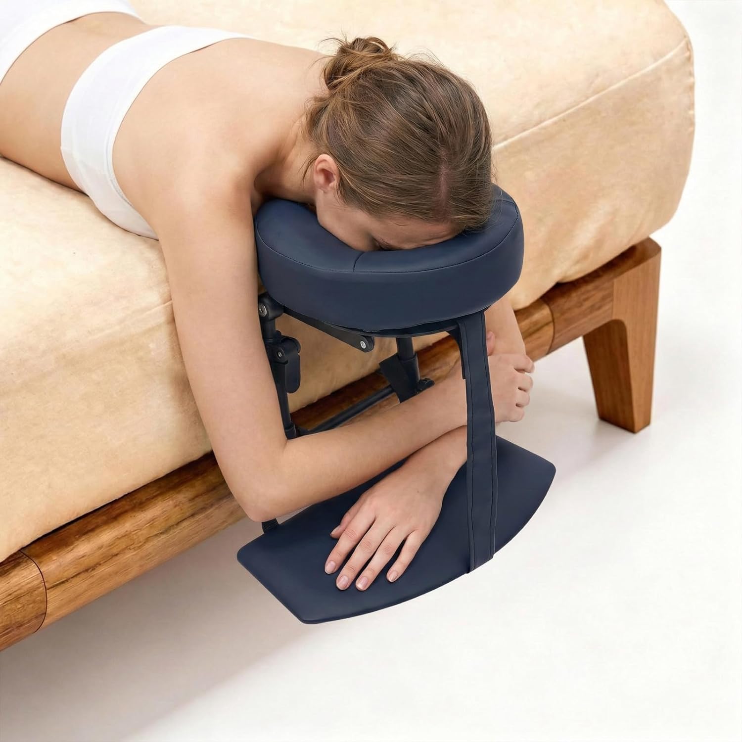 Sleeping Mattress Top Massage Kit Adjustable Headrest Face Pillow Cradle & Support Bracket with Tray - Massage Headrest for Bed, Home, Salon & Recovery, 180° Tilt, 5.5-17.7in Height