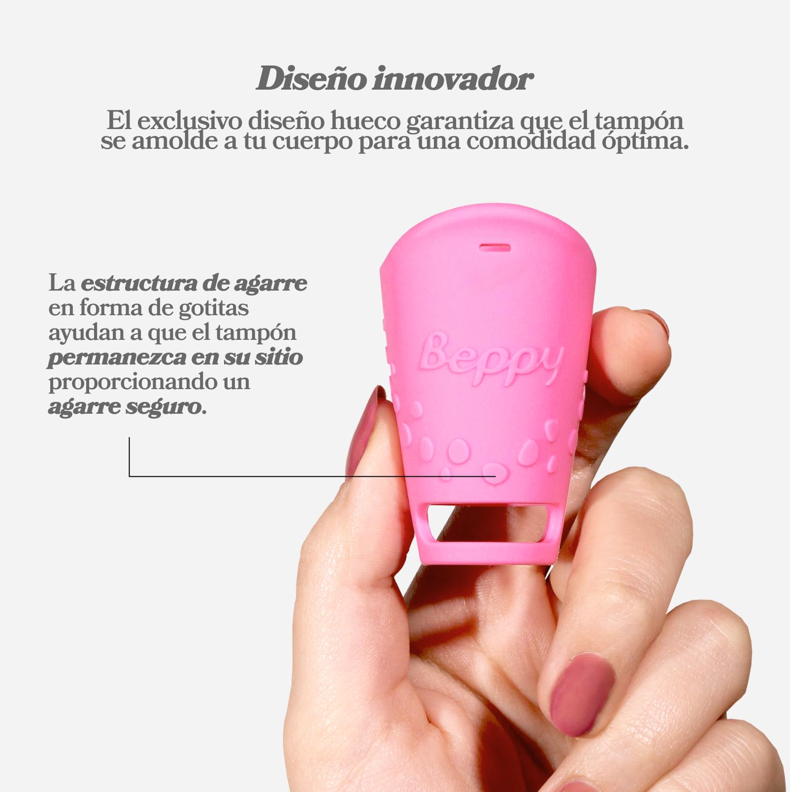 Beppy Hollow Tampon - Tampón de silicona - Tampón reutilizable (Rosa)
