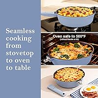 Vista 3 de Sartenes antiadherentes de 12 pulgadas con tapa, sartén profunda antiadherente de 5 cuartos de galón, sartén con mango desmontable, compatible