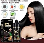 Black Hair Dye Shampoo for Grey Hair Beard Coverage, 500ML Instant Hair Colour Shampoo 3 in 1, Hair Color & Long Lasting Hair Colouring Shampoos for Women Men, Black Hair Dye Coloring in Minutes (Black)