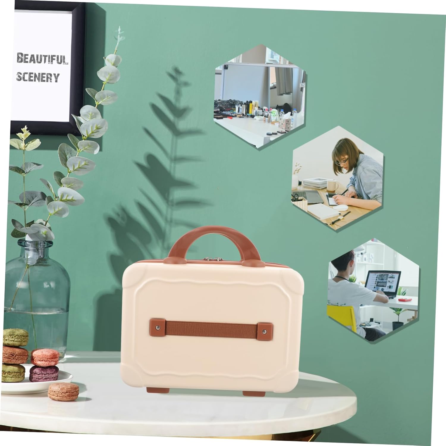 Portable Makeup Travel Case Stylish Cosmetic Organizer Suitcase with Capacity for Women for Organizing Makeup Jewelry and Accessories Compact Design