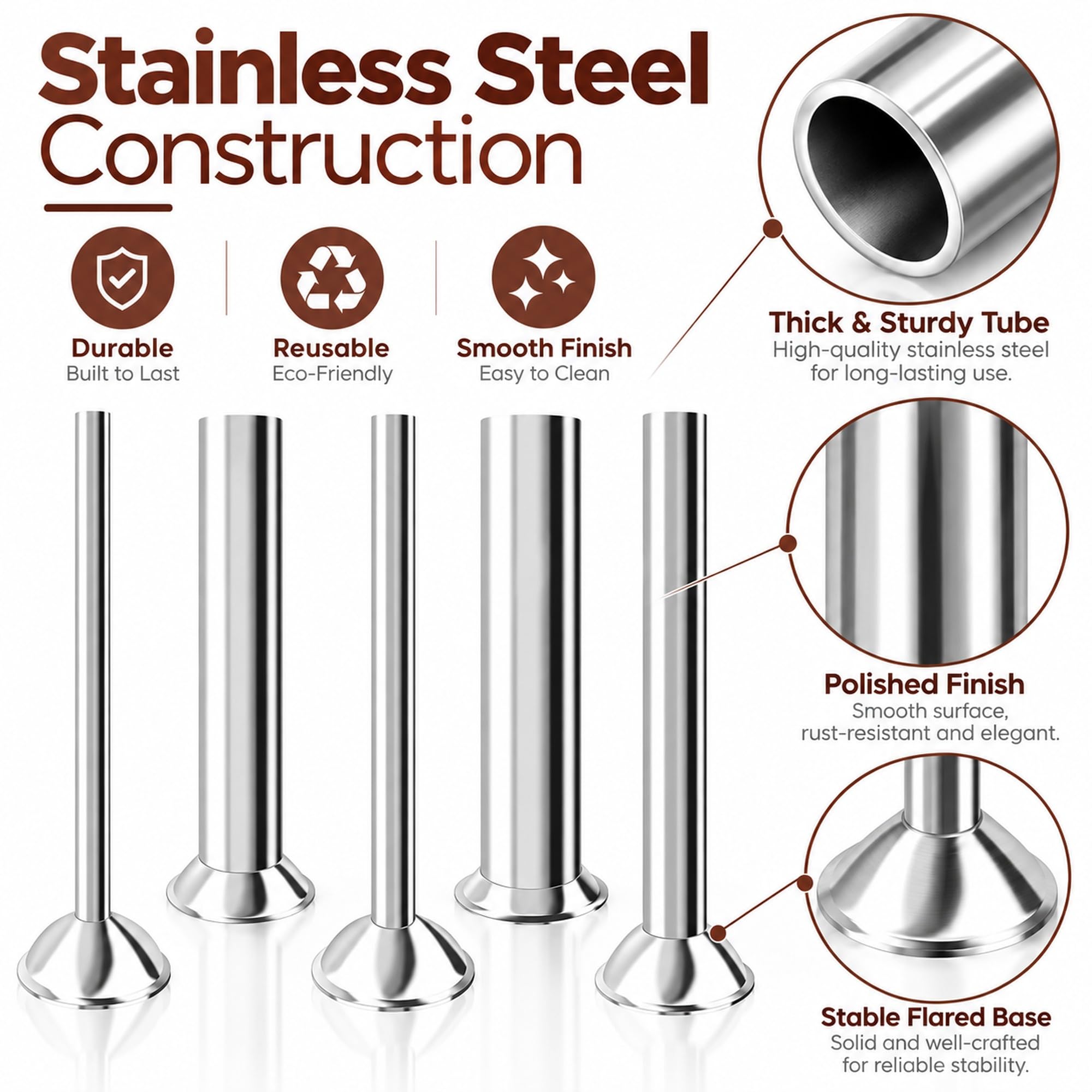 Stainless Steel Sausage Tubes - 5 Sizes -6