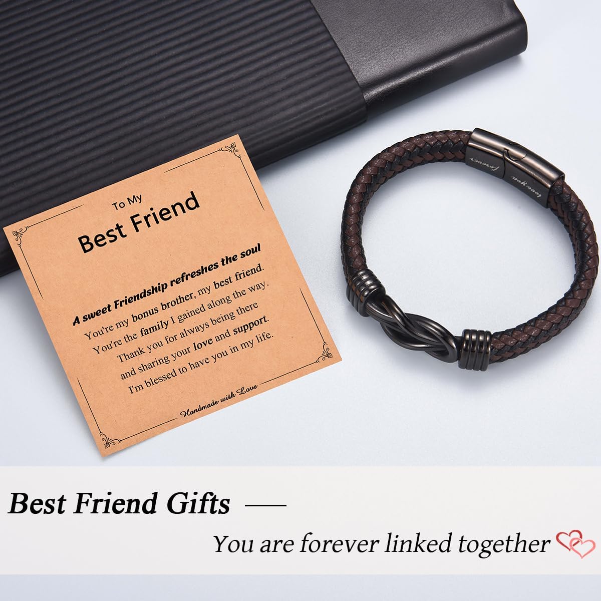Gifts for New Dad Grandpa Uncle Bonus Son Grandson Brother Nephew Friends, Braided Leather Bracelet, Fathers Day Birthday Valentines Christmas Graduation Gifts for Men Boys