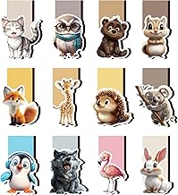 Pack of 12 Magnetic Bookmarks Children, Children's Birthday Party Favours 5 6 7 8 9 10 Years Cartoon Animals Magnetic Bookmark Small Gifts School Cone Filling for Boys Girls Book Lovers
