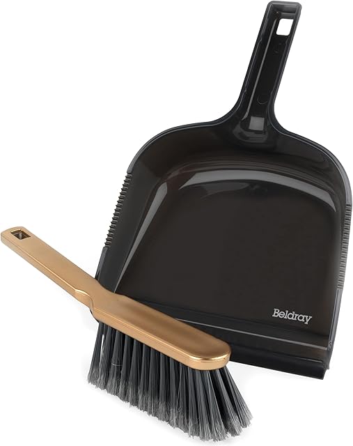 Beldray LA089793GRYEU7 150 Years Copper Edition Dustpan & Brush Set, Soft Bristle Brush, Rubber Lip Edge Dustpan, Space Saving Design, Suitable for All Floor Types