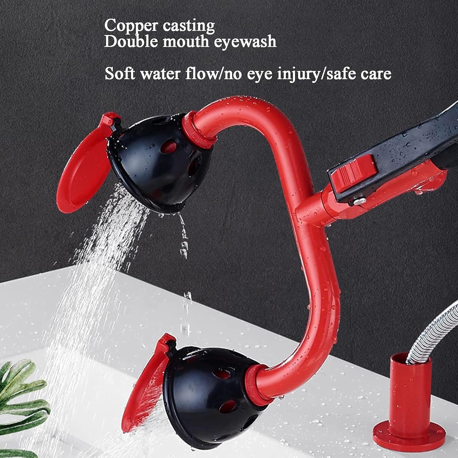 Lab Industrial Eye Wash Sprayer - Handheld Eye Rinse Station & Face Drench Unit, 360° Swivel Head, Mild Flow & Full Accessories​(Wall Mount)