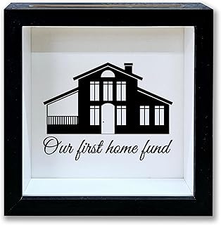 New Home Fund Shadow Box Frame, Honeymoon Fund Box with Slot, Our First Home Themed House Fund Saving Box, Adventure Archive Box Gifts for Couple Newlyweds, Decorative Wooden Money Savings -16