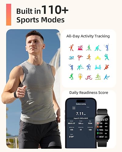 Miniatura 3 de Parsonver Reloj inteligente de natación, rastreador de fitness, 5 ATM, impermeable, con frecuencia cardíaca 247, oxígeno en sangremonitor de sueño,