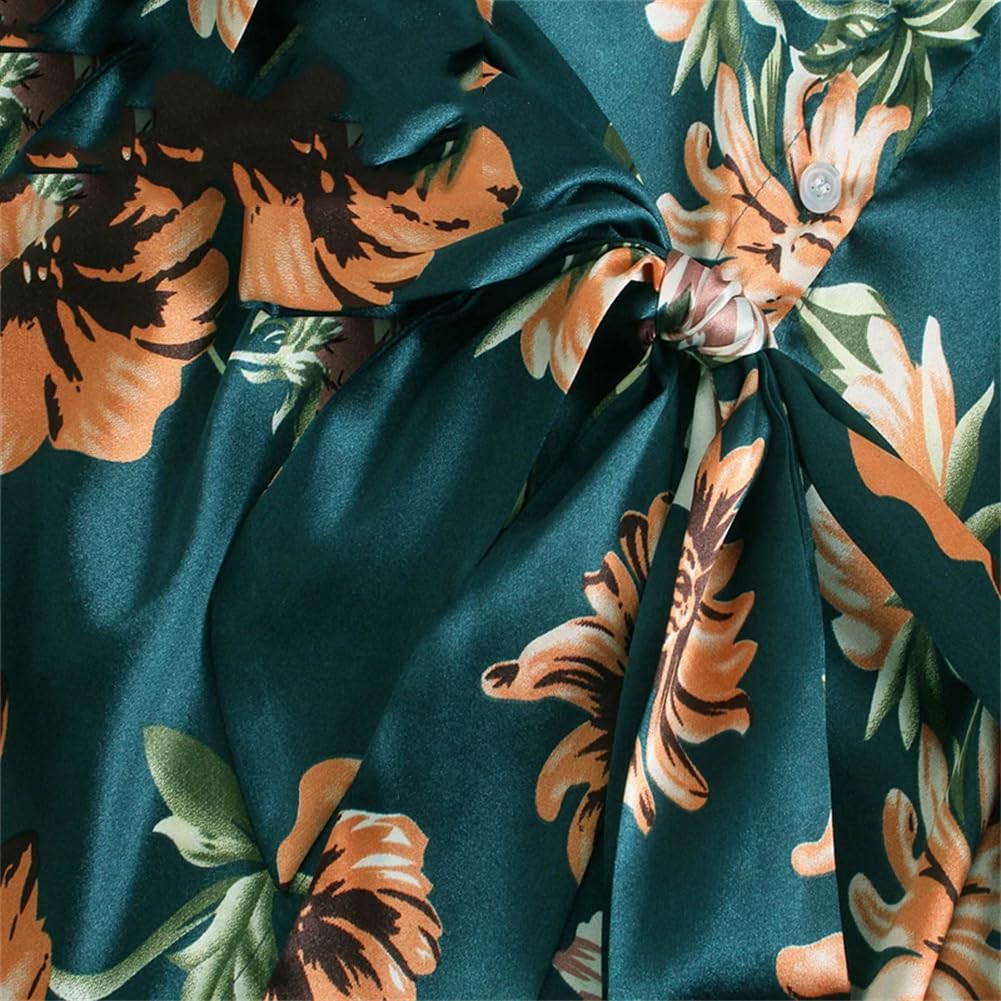 Vestido camisero de manga larga con estampado floral para mujer, vestido midi suave y liso