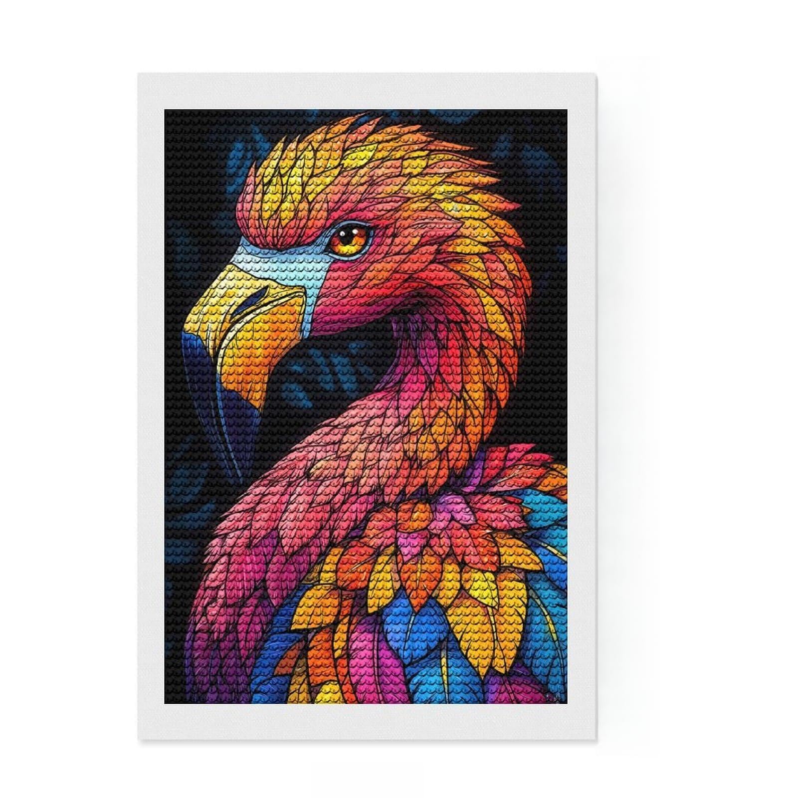 Junmoney Vibrant Flamingo Portrait Animal Diamond Art Kit 8"x12", for Women, Nice Detail and Sparkle, Living Room Decor, Birthday Gift, Easy to Enjoy