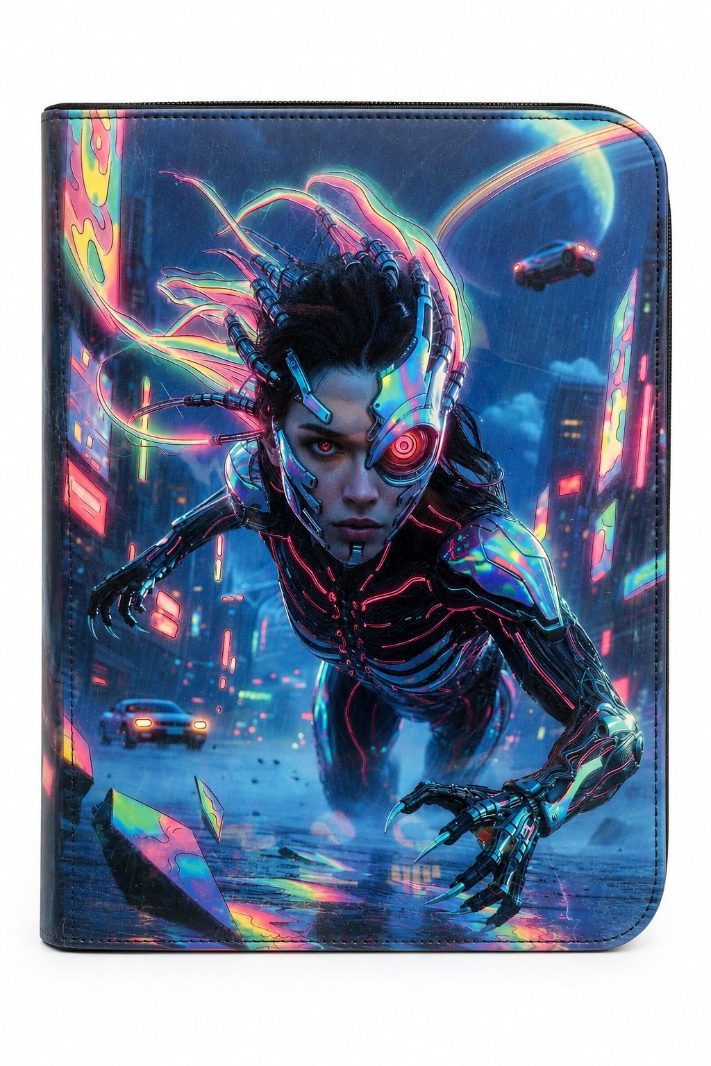 Neon Cyber Runner - Raccoglitore per carte collezionabili con 9 tasche, con cerniera, per 360 carte