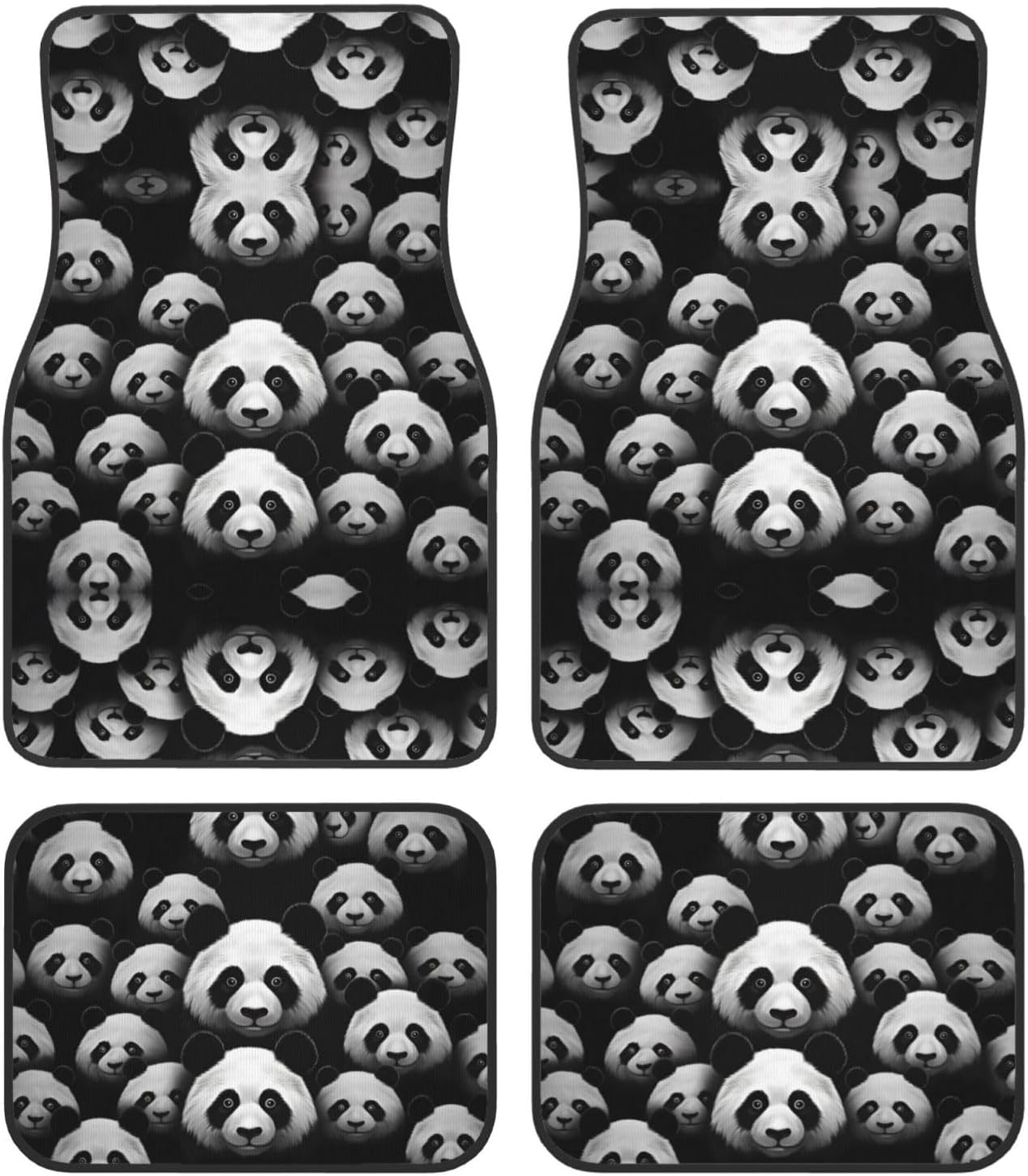panda head Patterned car mats 4-piece set | For cars/SUVs/trucks | Firm fit without displacement