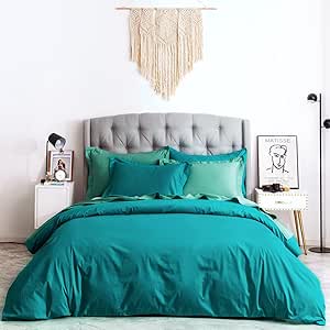 Amazon.com: SUSYBAO Modern Turquoise Duvet Cover Queen 100% Cotton 3 ...