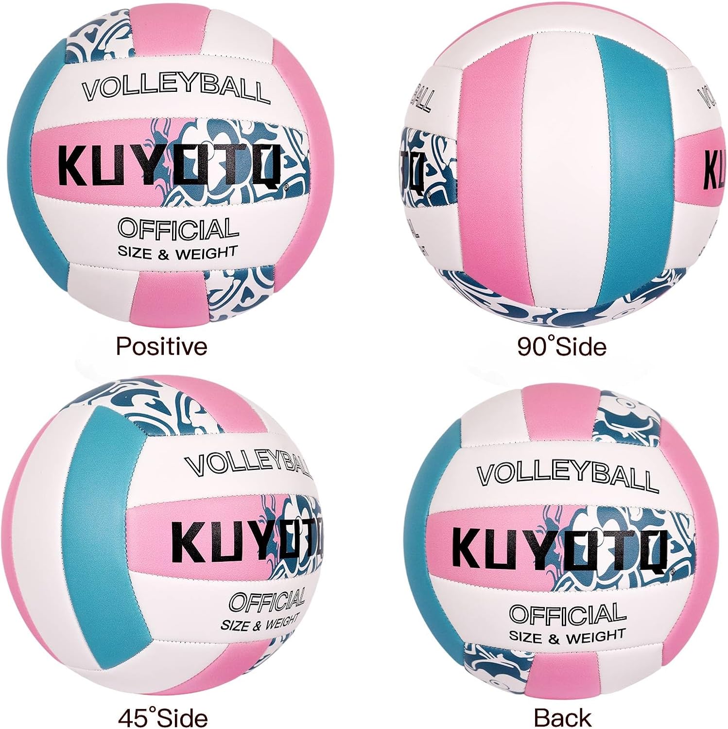 KUYOTQ Outdoor Volleyball Size 5, Pink Floral Beach Volleyball, Soft Touch Training Ball for Youth & Adult, Indoor Outdoor Sand Grass Court, Deflated Arrival - Image 7