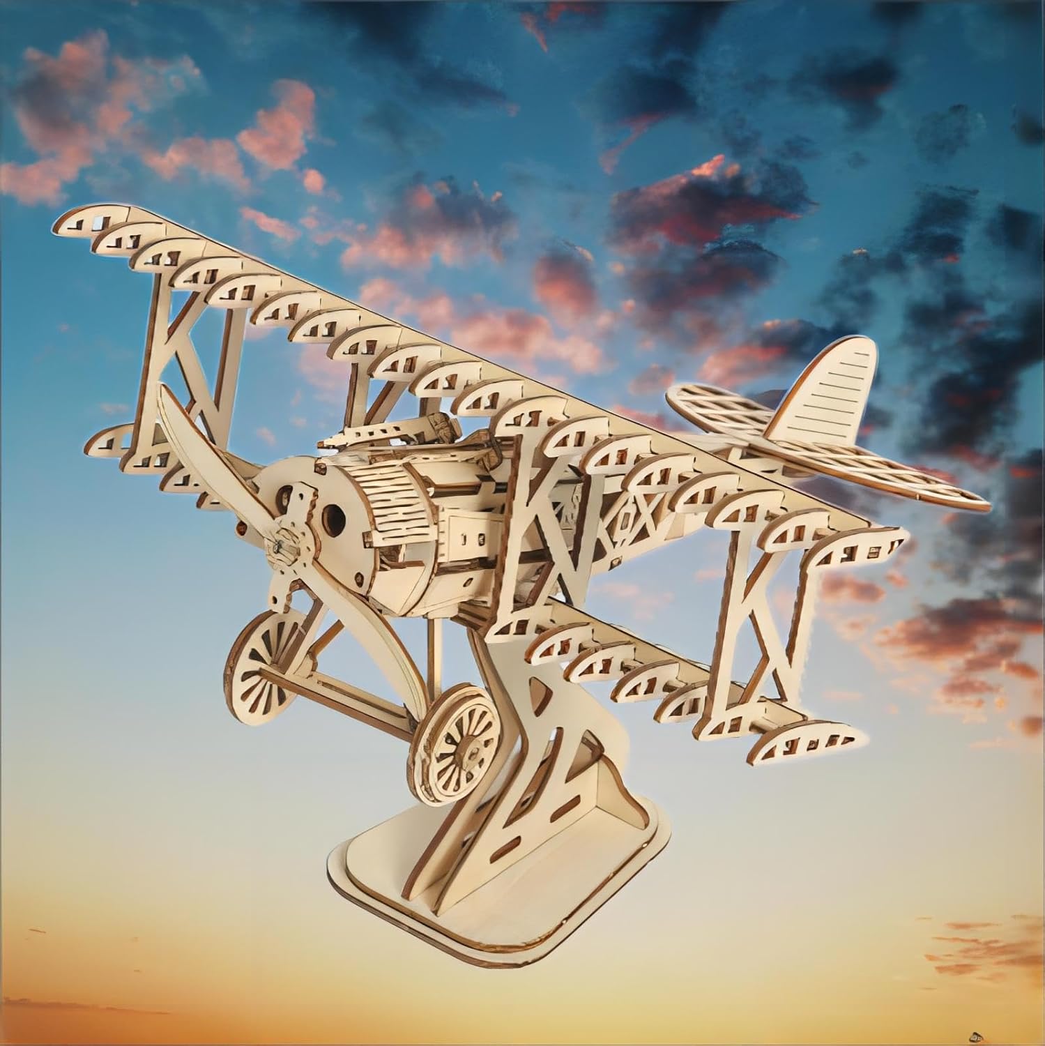 3D Wooden Puzzles Aircraft Vintage Airplane Model DIY Science Kit Birthday for Adults & Teens to Build Combination