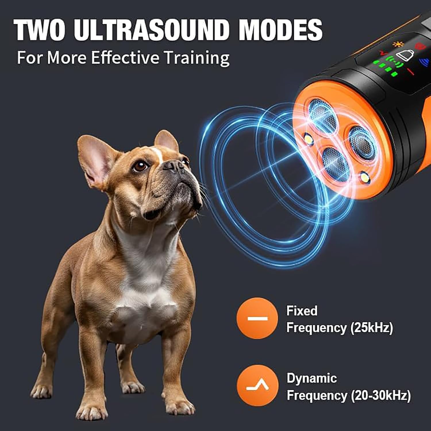 Sonic Bark Deterrent, Ultrasonic Dog Barking Control Device with Flashing Light, Waterproof Anti Bark Device for Indoor Outdoor Use, Stop Neighbor Dog Barking, Bark Deterrent for Home & Yard Security