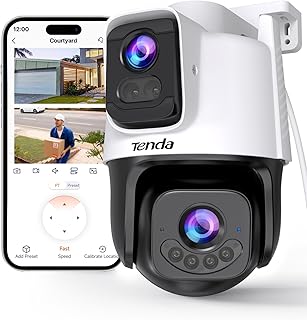 Tenda CH9 6MP Dual Lens Outdoor Camera, Surveillance Camera with People and Vehicle Detection, Color