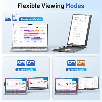 Laptop Screen Extender, 14 FHD 1080P Portable Monitor for Laptop with 100% sRGB, Dual Screen Extender for Laptop 1317.3, Plug & Play External Monitor, Business Travel & Home Office