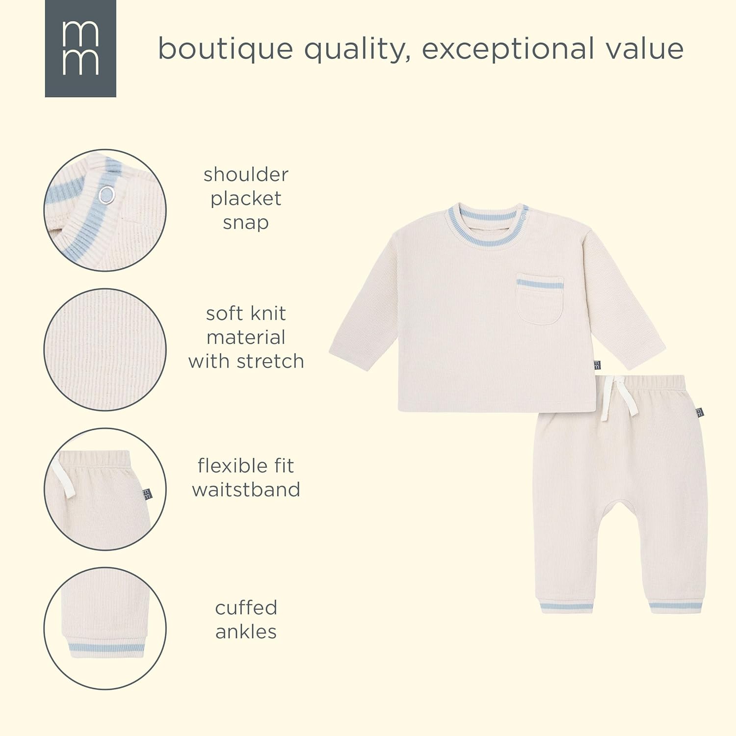 Modern Moments by Gerber baby-boys Velour 2-piece Drop Shoulder Top & Pant Set - Image 7
