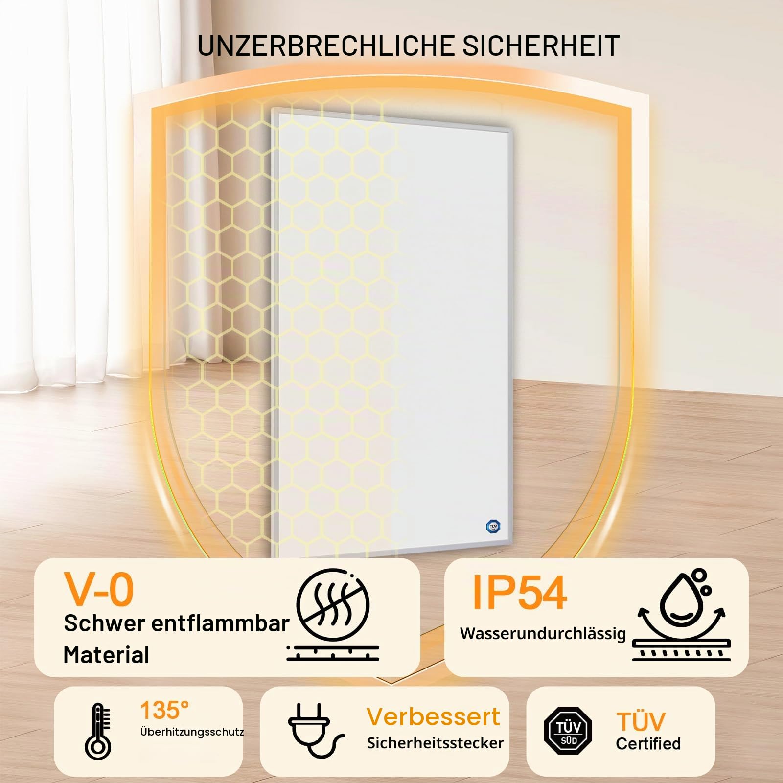 Infrarotheizung 800 Watt mit Smart Steuerung, Energiesparende Infrarot Wandheizung, Elektroheizung mit Uberhitzungsschutz, WLAN App-Steuerung mit Fernbedienung, TÜV.