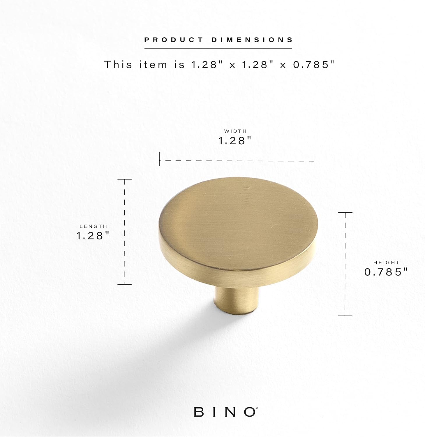 BINO 6-Pack Cabinet Knobs - 1.22" Diameter (31mm), Brass - Dresser Knobs for Dresser Drawer Knobs and Pulls Knobs and Pulls Handles