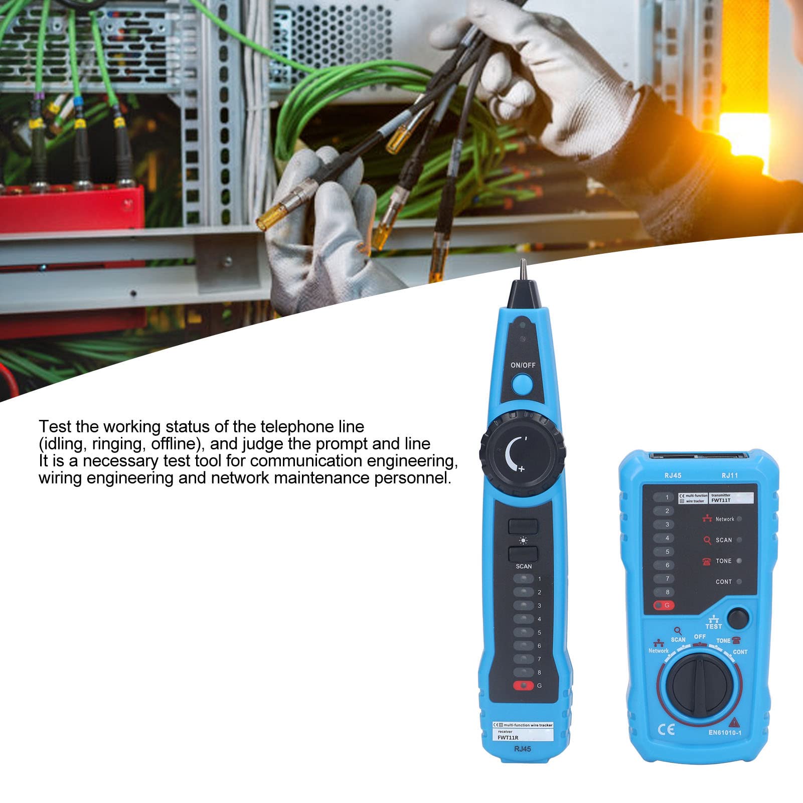 Tester per Cavi di Rete RJ45 Fwt11, Individua Rapidamente Punti di Interruzione, Verifica Funzioni di Continuità, Verifica Lo Stato di Funzionamento di Cavi Telefonici, Multifunzione per Tracciare
