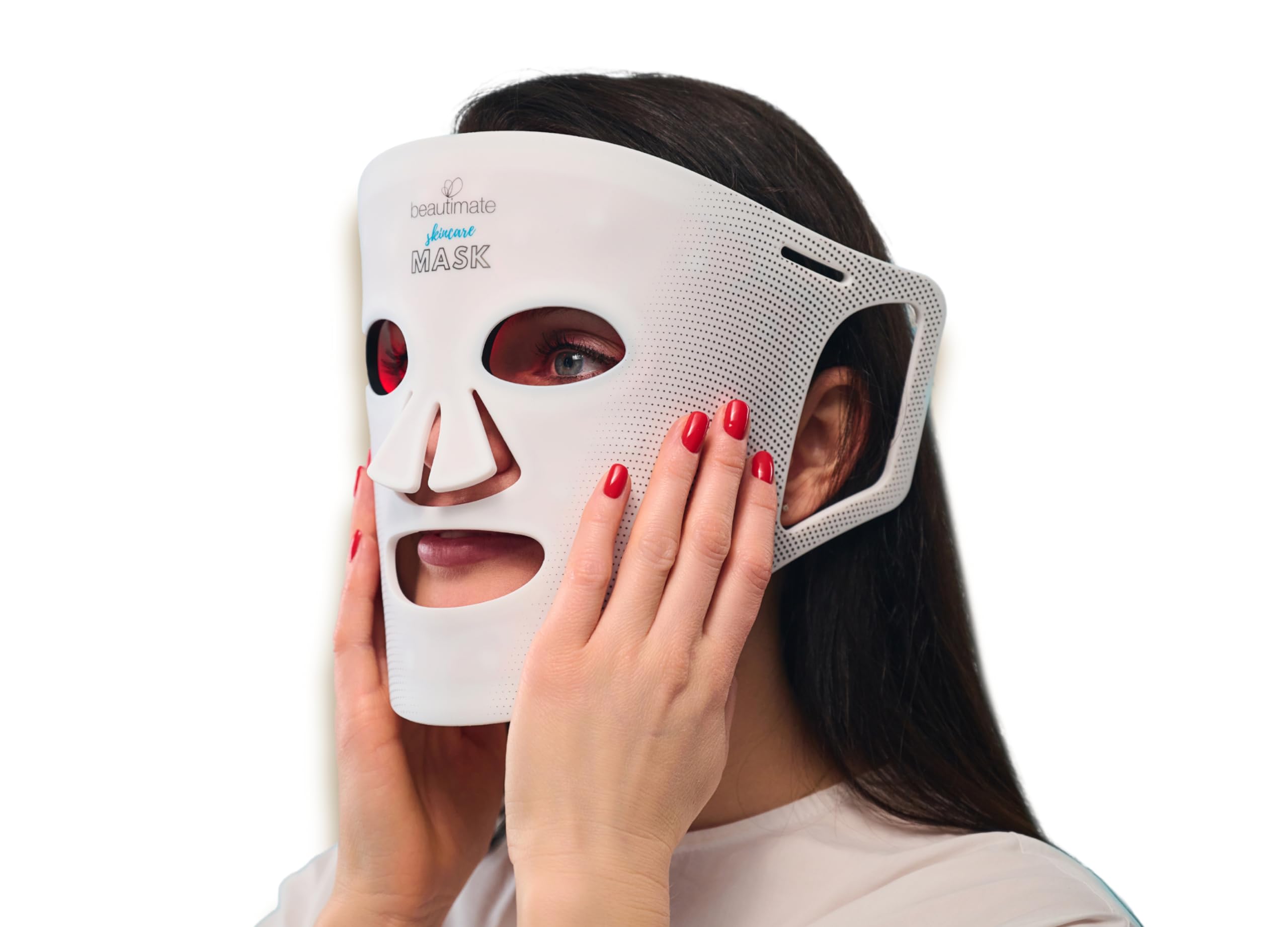 beautimate LED Light Therapy Face Mask - Red Light Therapy Treats Full Face Wrinkles - Blue Light Treats