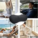 Lumbar Support Pillow for Lower Back Pain Relief – Ergonomic Streamline Memory Foam Cushion for Office Chair, Car Seat, Bed, and Sleeping – Ideal for Drivers and Office Workers (Black)