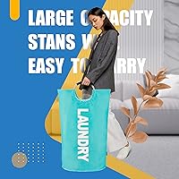 Vista 3 de Caroeas - Cesta para la colada (tamaño extragrande, 7 colores), impermeable, bolsa de lavandería con asas acolchadas, cesta para la ropa, se