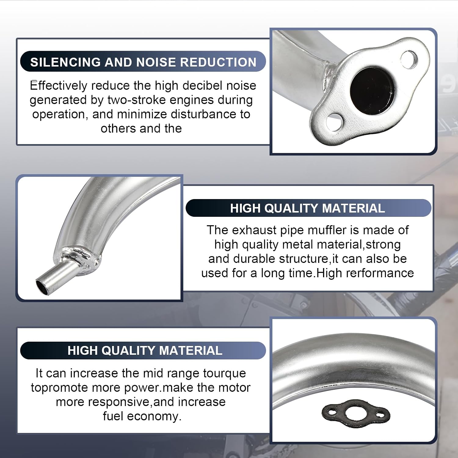 Sthus40mm Half Moon Silencer Muffler Exhaust Black For 49cc 60cc 66cc 80cc 2-Stroke Engine Motor Motorized Bicycle Bike
