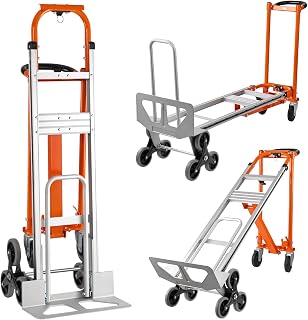 3in1 Aluminum Hand Truck 880 lb Capacity, Stair Climbing Cart Utility Cart Converts from Hand Truck Dolly to Platform Cart 3 Positions for Transport & Moving with 10" Rubber Wheels