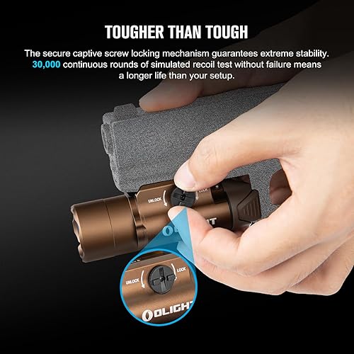 Miniatura 7 de OLIGHT PL Turbo Weaponlight, 800 lúmenes, 1,689.6 ft de largo alcance, linterna táctica de largo alcance, 66,300 luz montada en riel de alta candela