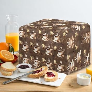 Coffee Bread Maker Cover Dustproof Toaster Covers 2 Slice Wide Slot with Adjustable Drawstring Anti-sputtering Fingerprint Fashion Coaster Cover