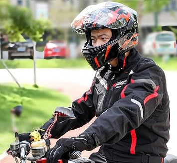 Motorcycle Riding Suit for Men Set, Motorbike Clothing Jacket, Waterproof Windproof and Warm Off-Road Racing Suit CE Protective Armoured Suits, for Men and Women Racers