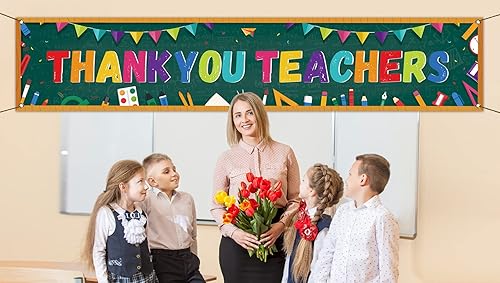 Miniatura 2 de Nepnuser Cartel grande de agradecimiento para el día de agradecimiento del profesor, cartel colgante para el aula, tablero de anuncios y decoración