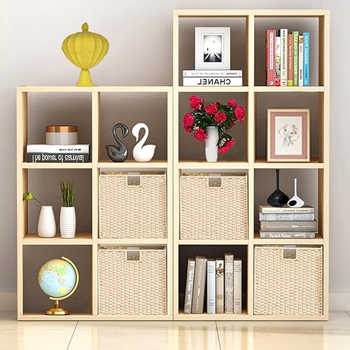 Miniatura 4 de Vagusicc Cestas de almacenamiento de mimbre, juego de 2 cestas de almacenamiento tejidas a mano para estantes con asas, cestas de almacenamiento