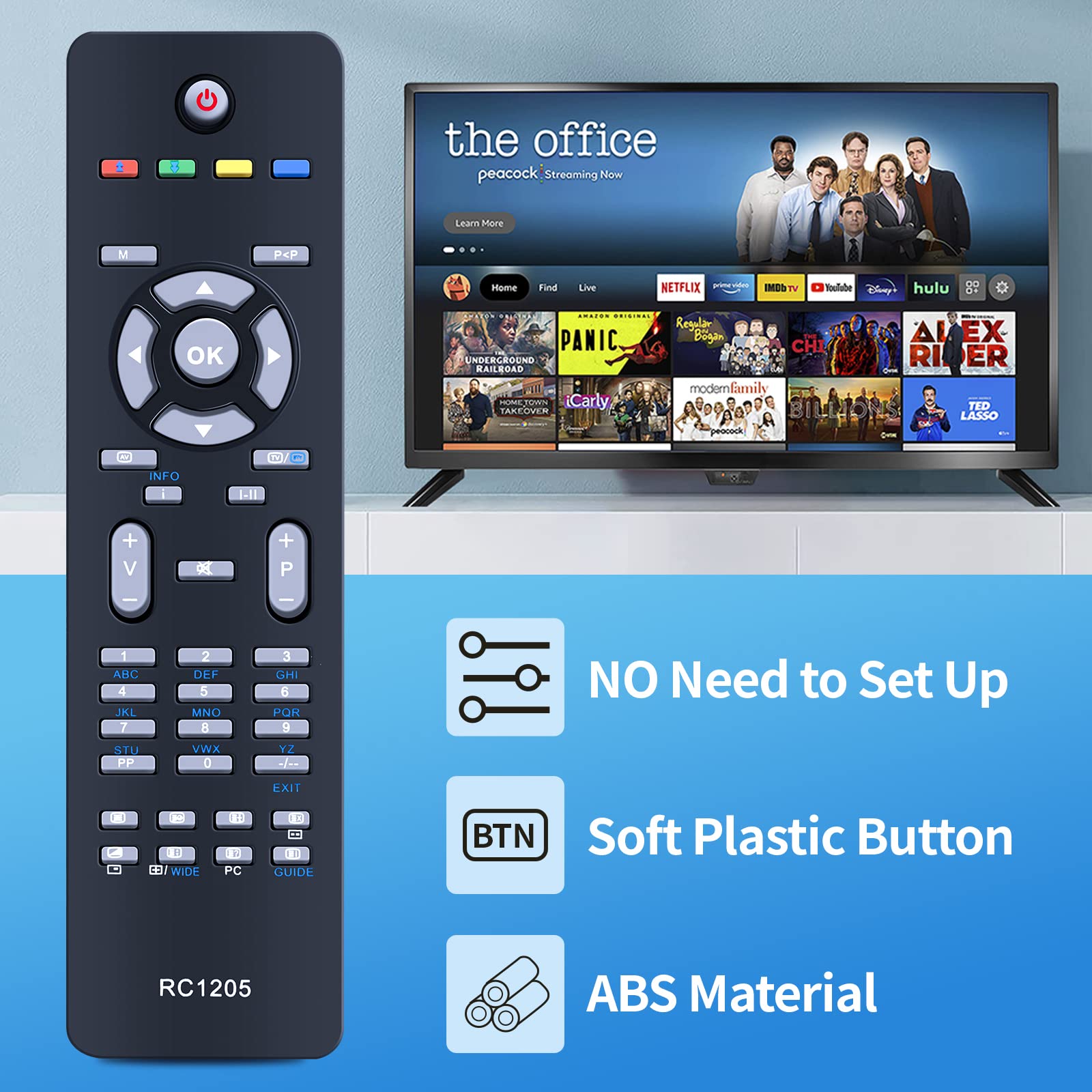 TCNOUMT RC1205 Remote Control Replacement for Hitachi LCD LED Smart TV L26HP03U L32HP03U L32VP03U L42SP04U 32LD30U 32LD30UA 32LD30UB - Image 3
