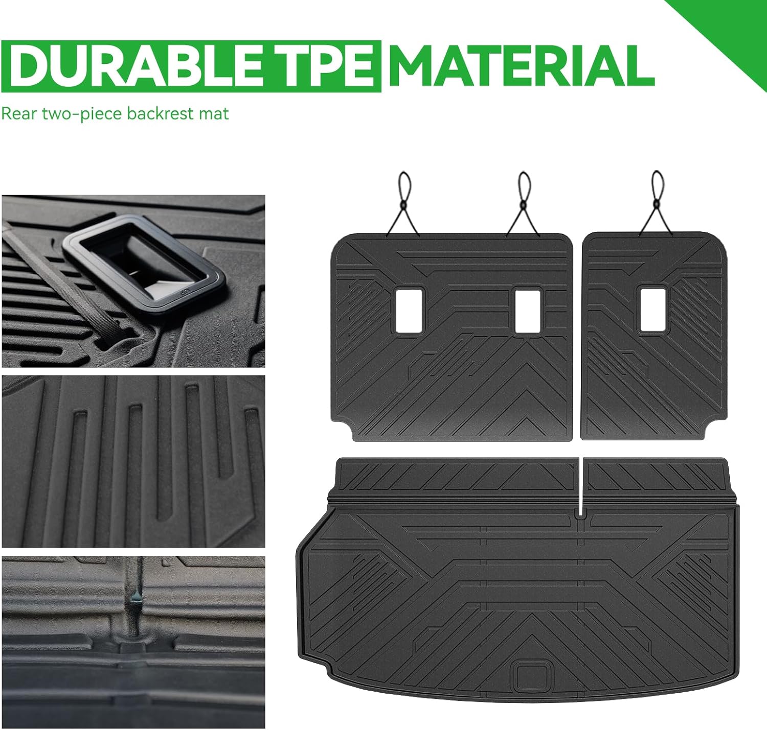 Cargo Mat for 2024 2025 2026 Chevy Traverse/GMC Acadia/25-26 Buick Enclave 7/8 Seats, All Weather TPE Rubber Cargo Liner with Back Seat Cover 3rd Row Accessories, Rear Trunk Mat with Backrest Mat - Image 5