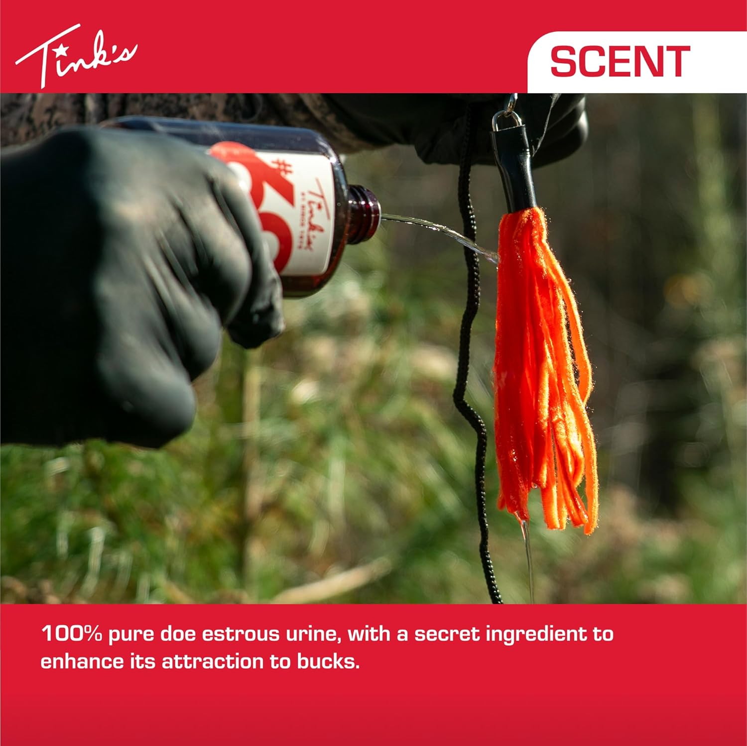 TINK'S #69 Doe-in-Rut Buck Lure with Scent Wicks | 4 fl oz Bottle | 100% Natural Deer Urine | Hunting Accessories, Attractant, Scent Wicks Included, Easy to Use Squirt Top