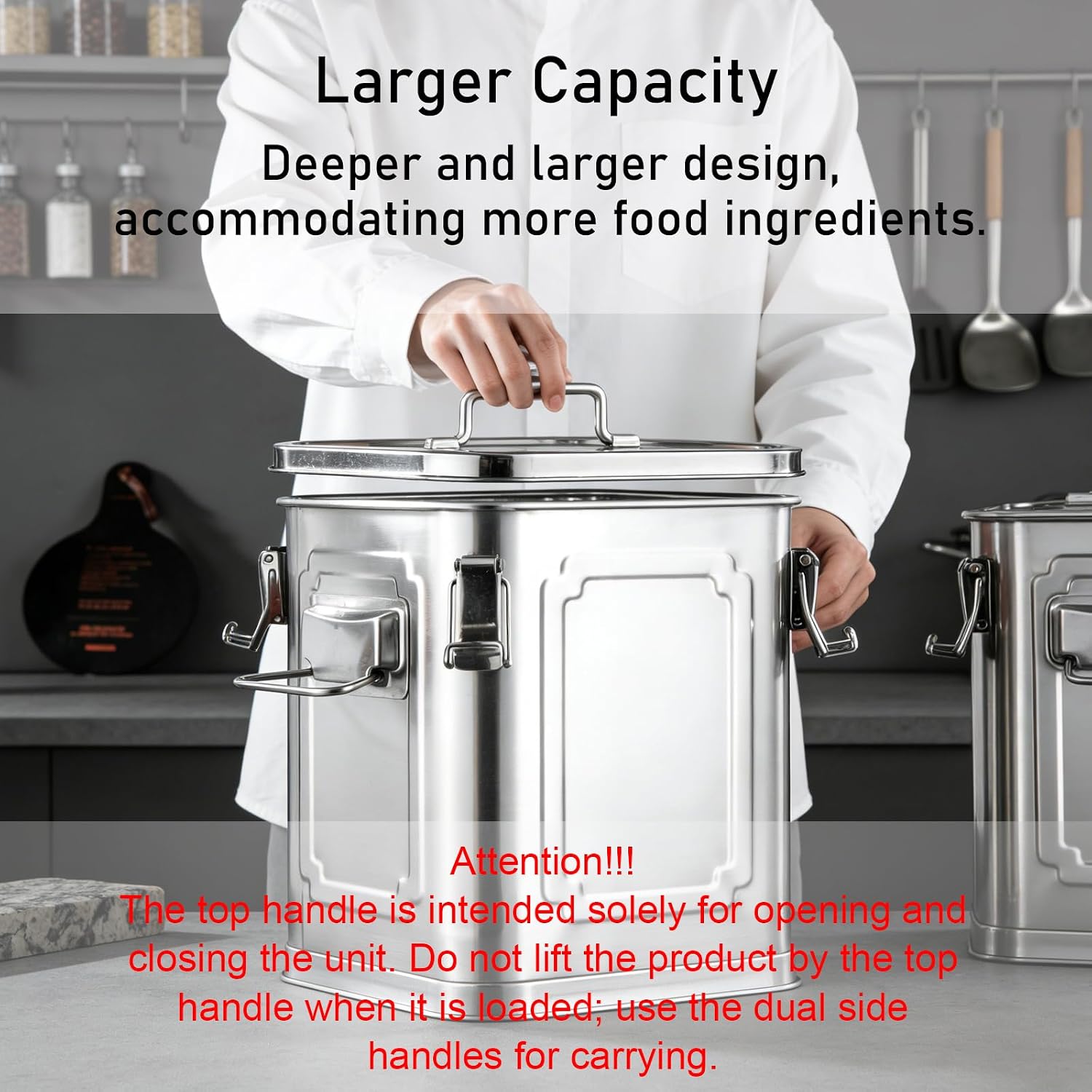 304 Stainless Steel Airtight Container 19.8 Gal with Lid & Snaps