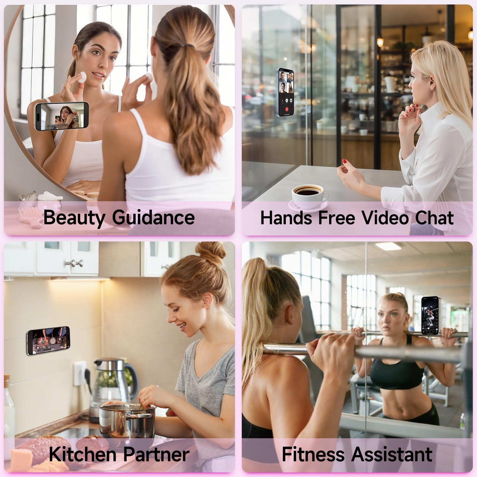 Yojaro Soporte de silicona con ventosa para teléfono, soporte de teléfono con ventosa antideslizante, soporte para accesorios de teléfono para selfies y videos, soporte adhesivo de silicona para