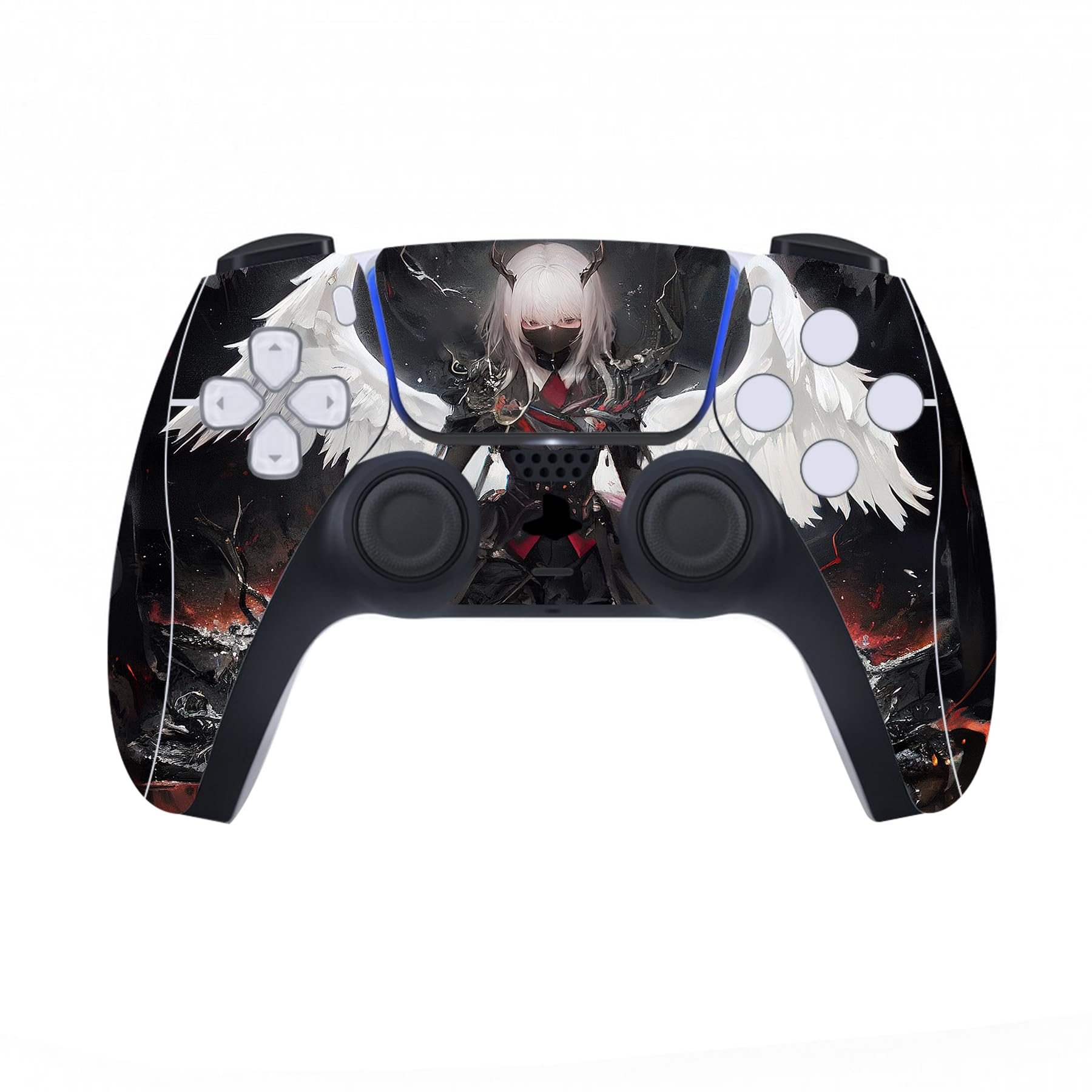 playvital Autocollant Skin pour ps5 Manette,Sticker pour ps5 Console Disc Edition & Station de Charge & Casque & Télécommande-Ange des Ténèbres
