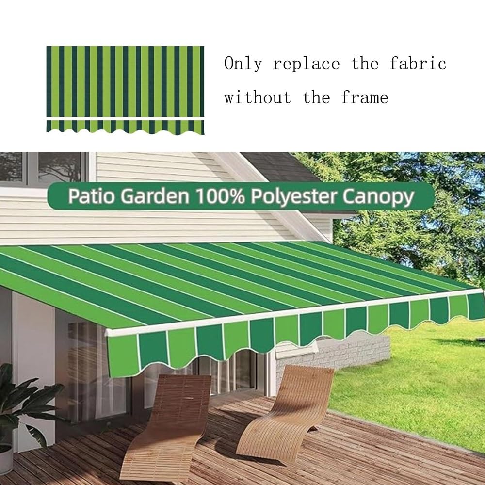 Générique Toile De Rechange Store Banne De Terrasse 2m 2.5m 3.0m 3.5m 4.0m 4.5m 5m 5.5m 6m Tissu De Remplacement pour Auvent Rétractable(Stripe 1,6x3m/20x10ft)