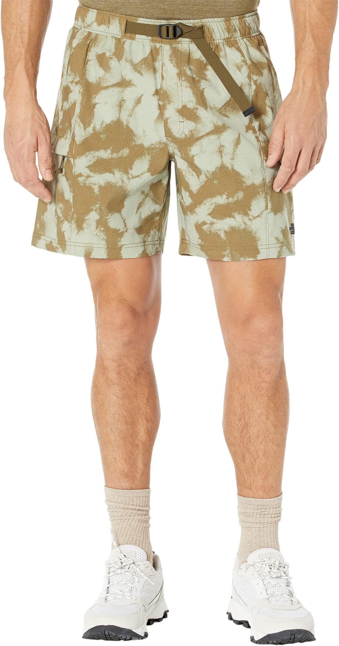THE NORTH FACEPrinted Class V 7" Belted Shorts Military Olive Retro Dye Print MD 7
