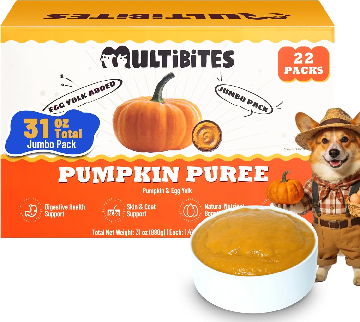 31oz Premium Pumpkin Puree for Cats & Dogs - Digestive Health,Sensitive Stomach for Soft Cat Treats - Natural Fiber Supplement for Dog Food Toppers,Kittens,Puppy Snacks